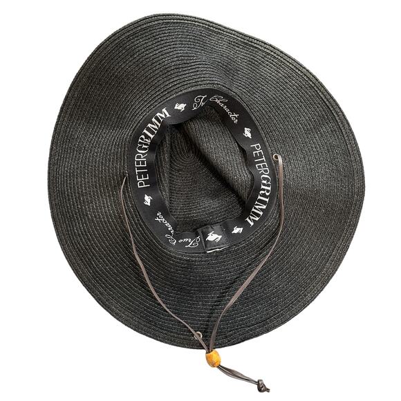 Peter Grimm Resort Wide Brim Floppy Hat Leather Cord UPF Black Brown One Size - Picture 7 of 11